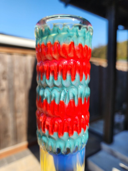 ASHME - 44mm Wrap n' Rake Gridline Tube  - Aqua / Red