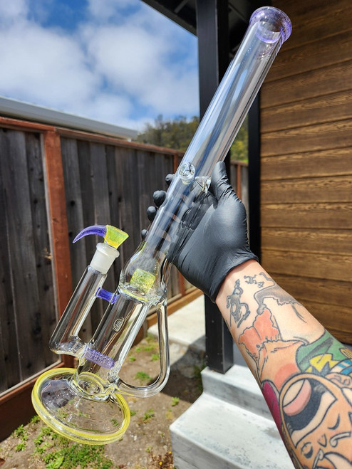 DESIGNER SCI - Gridline to Grid Cap Drain Recycler w/ 4-hole Slide - Purple Lollipop / Lemon