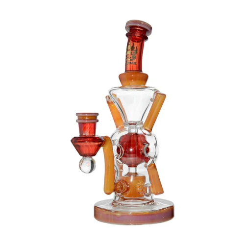 CALI BEAR - Heady Spider Exo Recycler Rig w/ Opal - Amber Purple / Self Striking Red