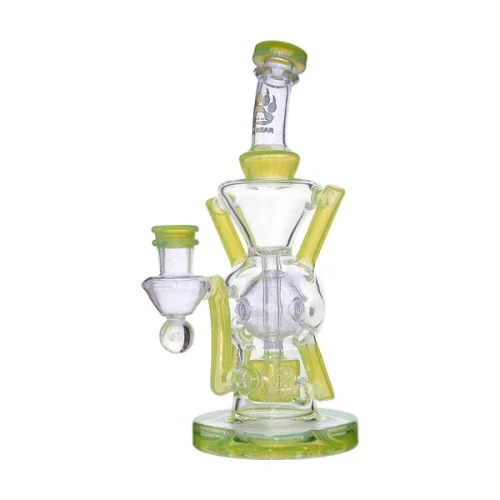 CALI BEAR - Heady Spider Exo Recycler Rig w/ Opal - Lime Candy / Purple Lollipop