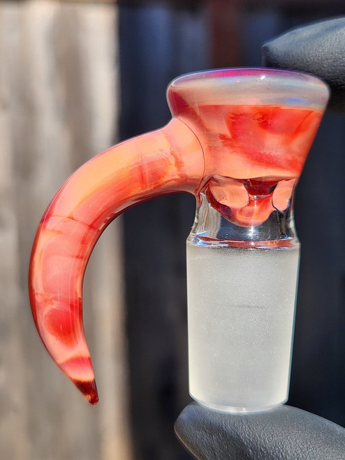 OJ FLAME - Full Color 4-Hole Martini Slide w/ Horn and 18mm Joint  - Tequila Sunrise #2
