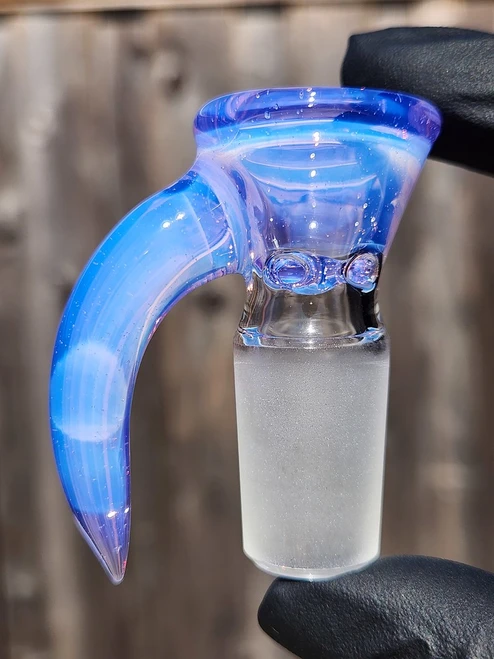 OJ FLAME - Full Color 4-Hole Martini Slide w/ Horn and 18mm Joint  - Lucid