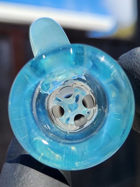 OJ FLAME - Full Color 4-Hole Martini Slide w/ Horn and 18mm Joint  - Zen