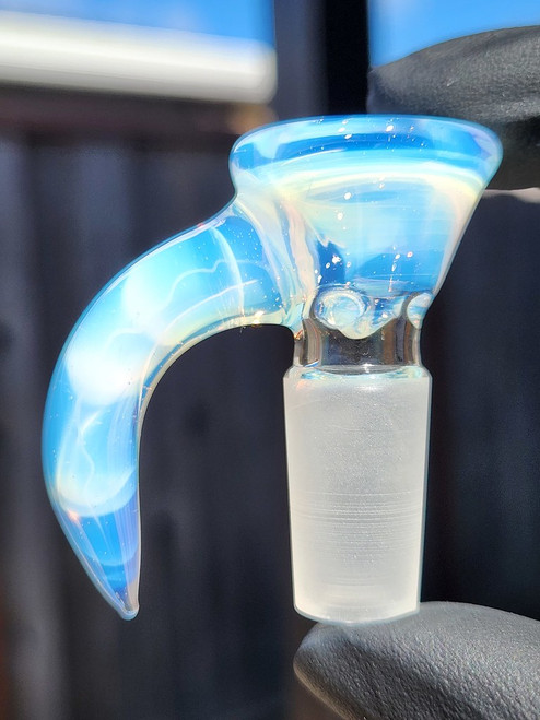 OJ FLAME - Full Color 3-Hole Martini Slide w/ Horn and 14mm Joint  - Ghost