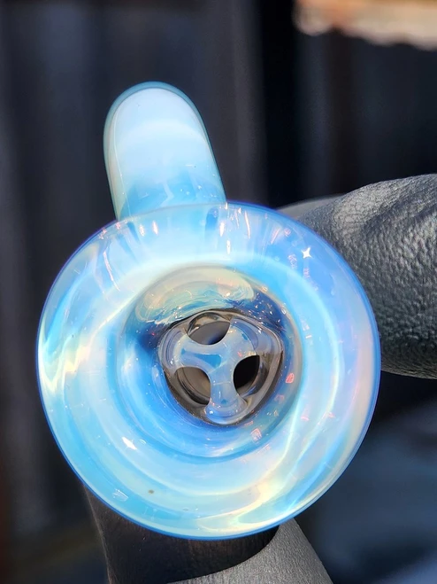 OJ FLAME - Full Color 3-Hole Martini Slide w/ Horn and 14mm Joint  - Ghost
