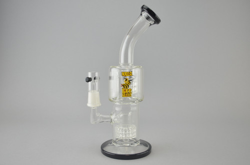 KILLA BEE - Double Gridded Barrel Perc Dab Rig w/ 18mm Dome & Quartz Nail