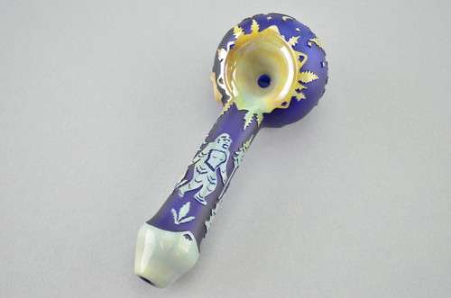 LIBERTY - Sandblasted Dry Pipe Spoon w/ Single Hole Push Bowl & Carb - Bigfoot Theme