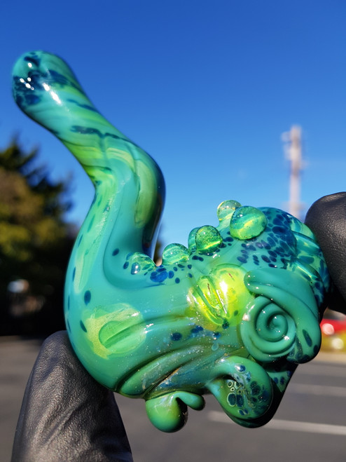 MAZET - Shaman Glass Sherlock Pipe - Aqua / Slyme
