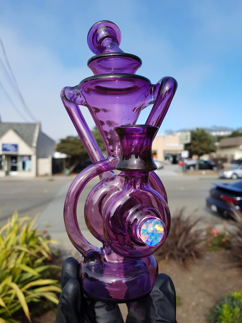 BABY GORILLA - Dual Uptake & Drain Recycler w/ 14mm Female Joint - Gold Amethyst (#32)