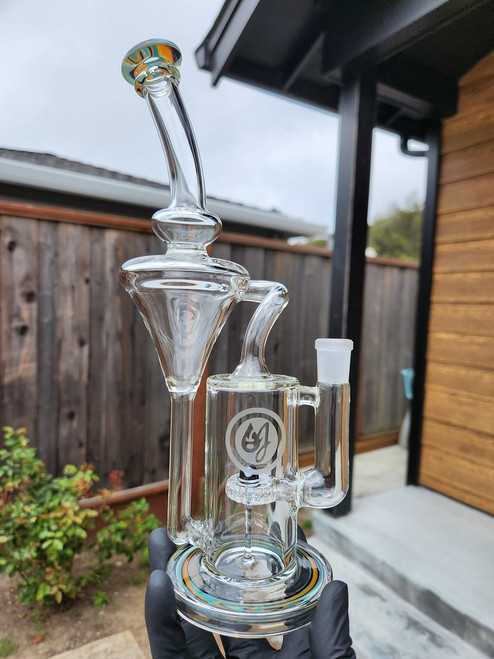 OJ - Classic Recycler Bubbler w/ 14mm Female Joint & Opal - #3