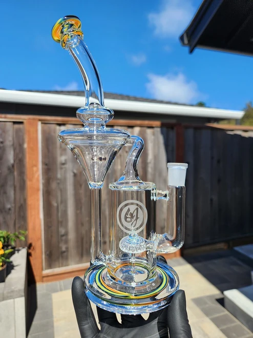 OJ FLAME - Classic Recycler Bubbler w/ 14mm Female Joint & Opal - #3