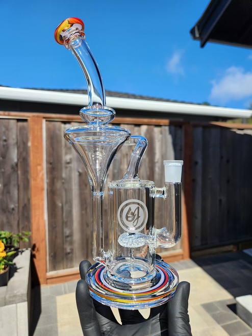 OJ FLAME - Classic Recycler Bubbler w/ 14mm Female Joint & Opal - #4