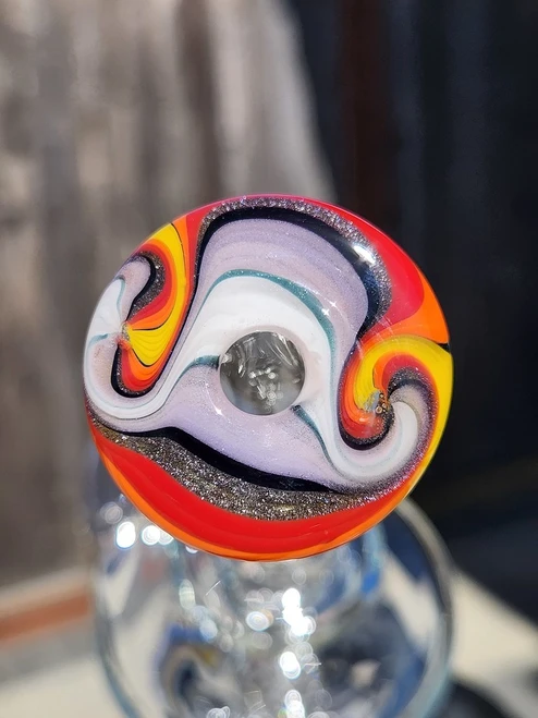 OJ FLAME - Classic Recycler Bubbler w/ 14mm Female Joint & Opal - #4