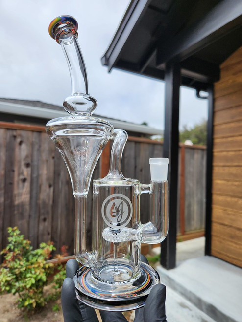 OJ - Classic Recycler Bubbler w/ 14mm Female Joint & Opal - #5