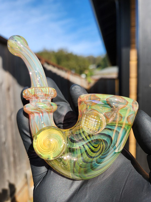 ECALSART - Heady Fume Pattern Glass Sherlock Pipe - #4