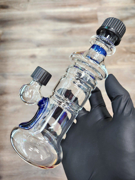 MOOCAH x NAMELESS GLASS  - Travel Bottle Rig w/ 10mm Joint & Screw-On Caps - Cobalt Blue