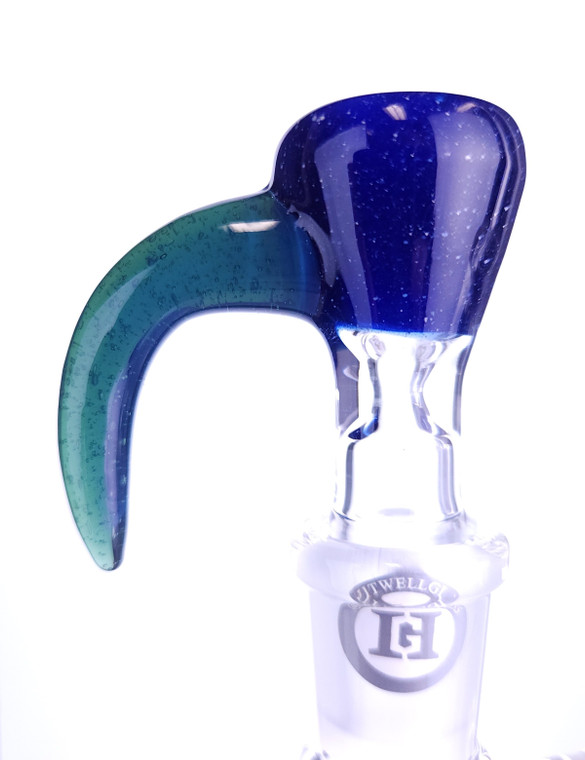 HITWELL - Color Martini Slide w/ Horn Handle & 14mm Joint - Blue Blizzard / Blue Sea Slyme