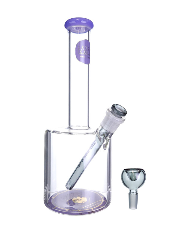 KING GLASS - 110mm Can Water Pipe w/ Downstem and 14mm Slide - Lavender Purple