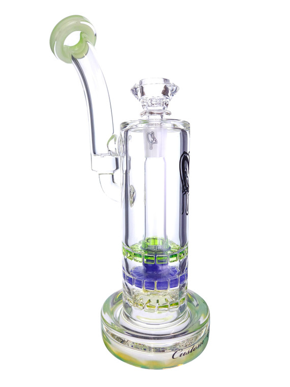 CUSTOM CREATIONS - Triple Ratchet Bubbler w/ 14mm Slide - Hulk