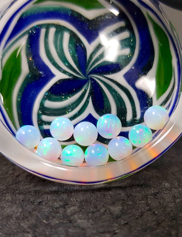 QUARTZ TECH - 5mm Opal Banger Beads / Dab Pearls - White / Green Fire