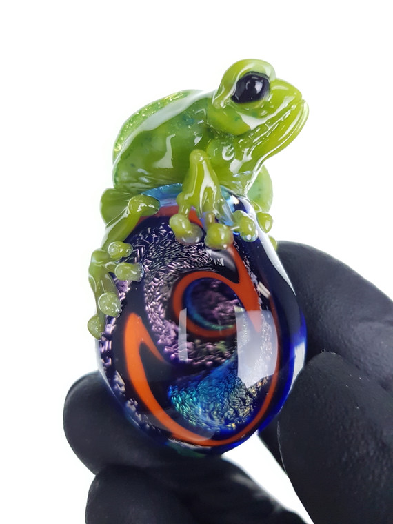 MAZET - Frog & Dichro Spiral Glass Pendant - #3