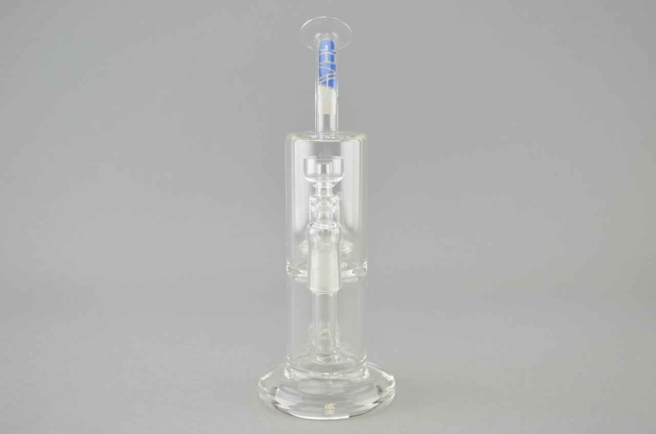 GRAV LABS Mini Double Percolator Dab Rig w/ 14mm Domeless Quartz Nail