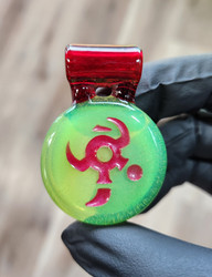 IO - Etched Glass Medallion Pendant - Slyme / Red Elvis