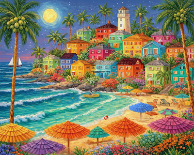 Colorful Coast at Sunset 500 Piece Jigsaw Puzzle