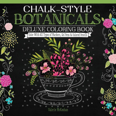 Chalkboard style adult coloring book - Chalk-Style Botanicals