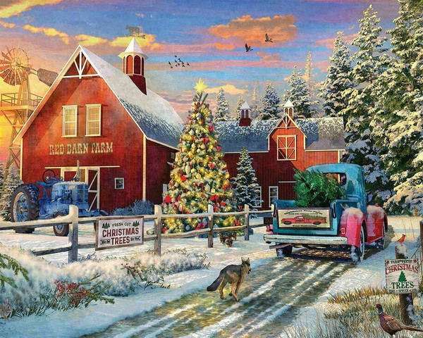 Red Barn Tree Farm 1000 Piece Jigsaw Puzzle for sale by Springbok Puzzles