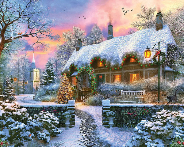 Christmas Cottage 1000 Piece Jigsaw Puzzle for sale by Springbok Puzzles