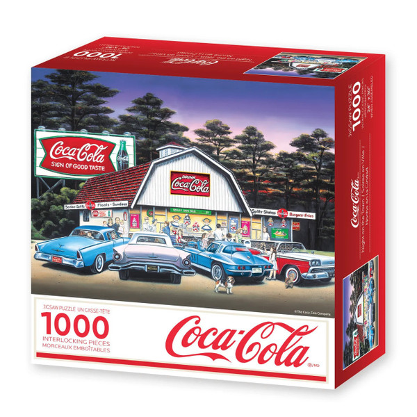 Coca-Cola Night on the Town 1000 Piece Jigsaw Puzzle arrives in a packaging of the highest quality 100% recycled materials with 80-90% post consumer waste.