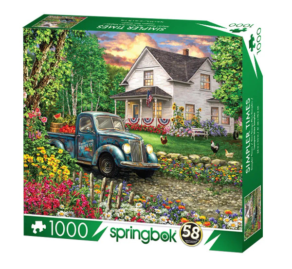 Simpler Times 1000 Piece Jigsaw Puzzle arrives in a packaging of the highest quality 100% recycled materials with 80-90% post consumer waste.