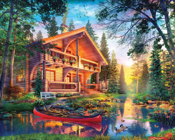 Log House Retreat 1000 Piece Jigsaw Puzzle for sale by Springbok Puzzles