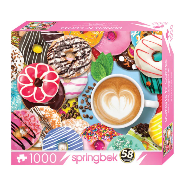 Donuts N' Coffee 1000 Piece Jigsaw Puzzle arrives in a packaging of the highest quality 100% recycled materials with 80-90% post consumer waste.