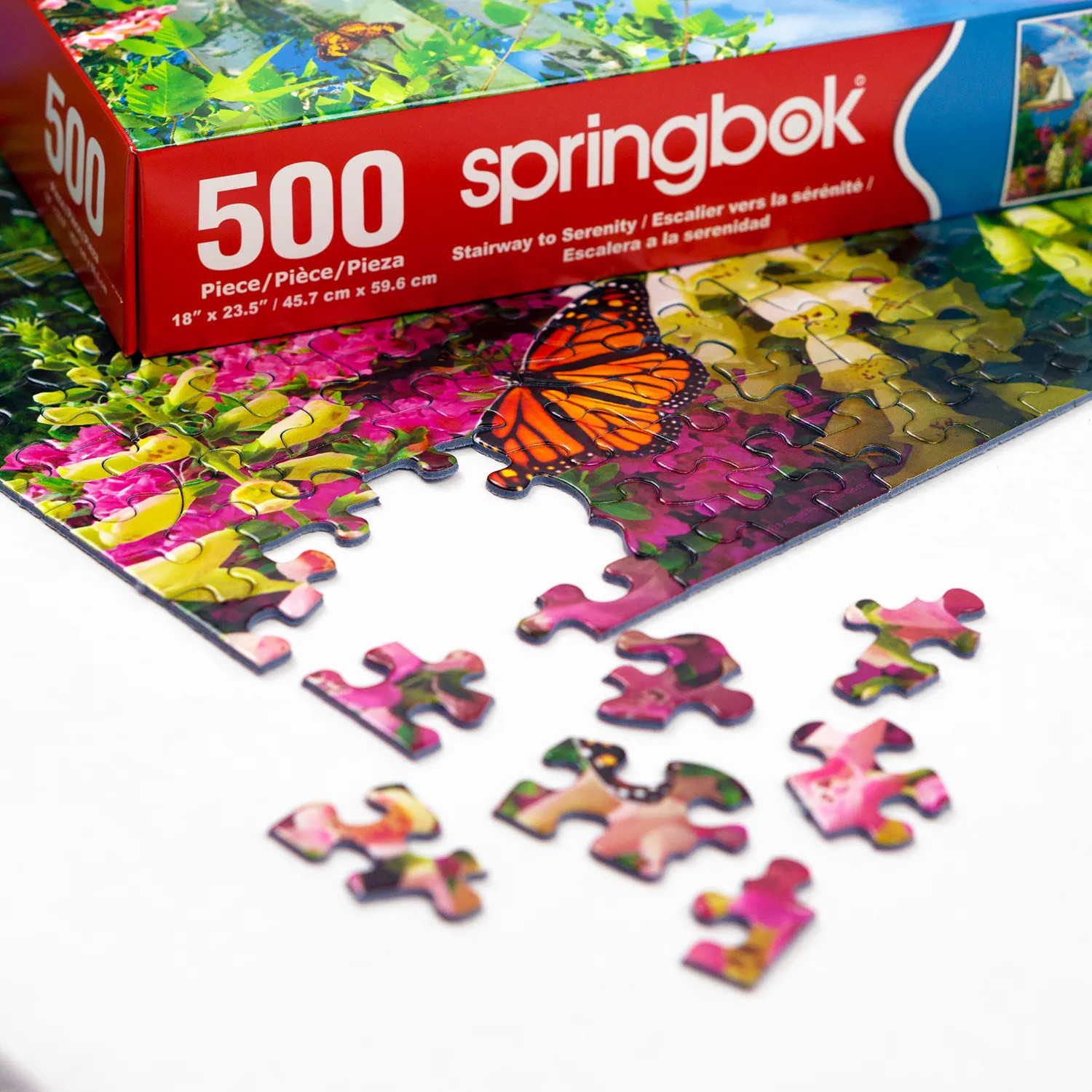 Springbok 500-Piece Jigsaw Puzzle – Garden Stairway, Made In USA, 18"x23.5" - View #6