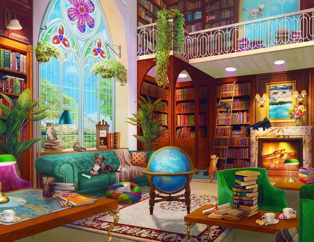 Galison Books Of Wonder 500 Pezzi Puzzle - Scatola A Forma Di Casa, Libreria Accogliente, 20x20 Pollici
