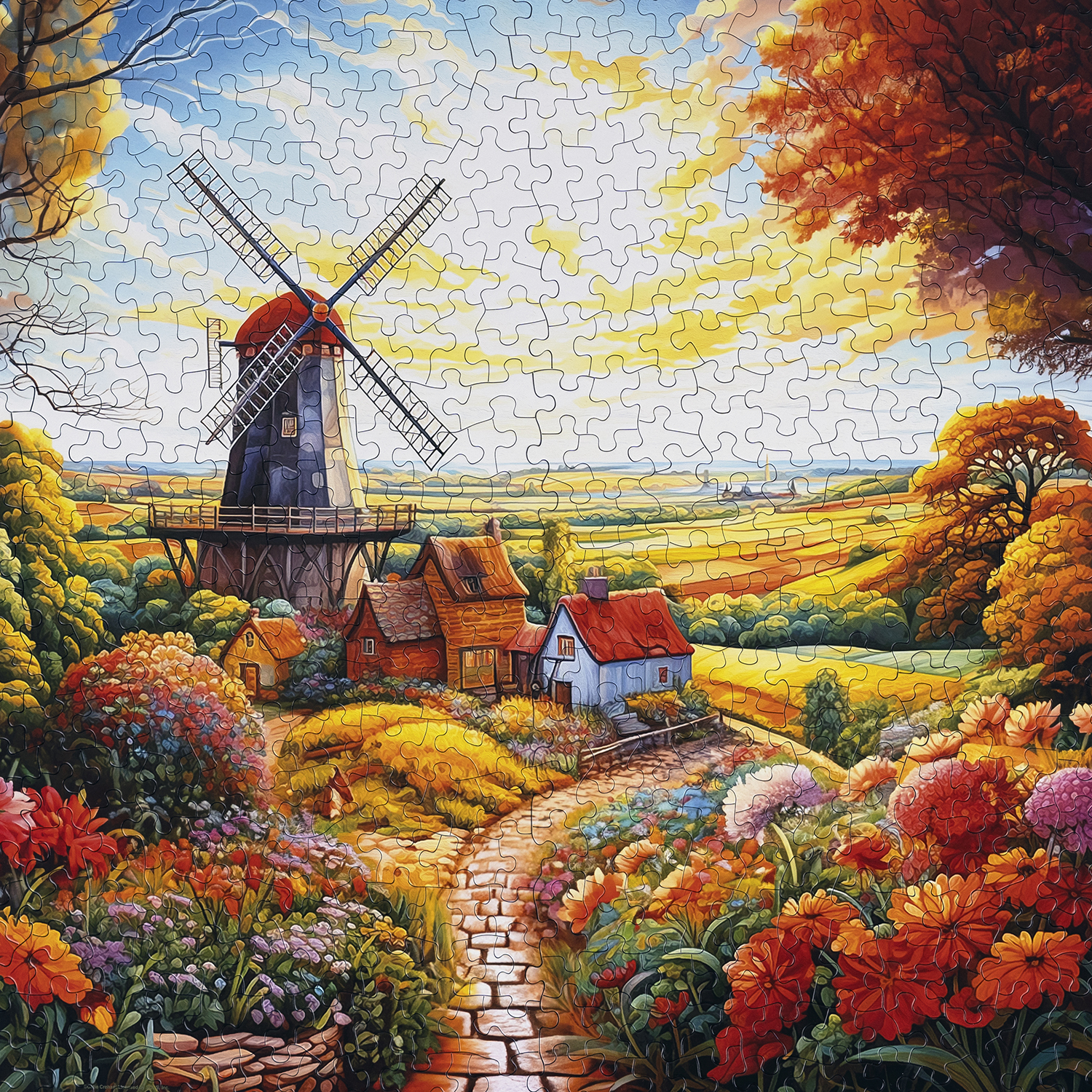 Windmill on the Farm 500 Piece Jigsaw Puzzle