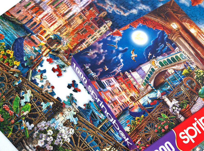 Puzzle 1000 Pezzi 'Summer In Venice' 30745, Gondola E Basilica, Paesaggio Estivo Veneziano