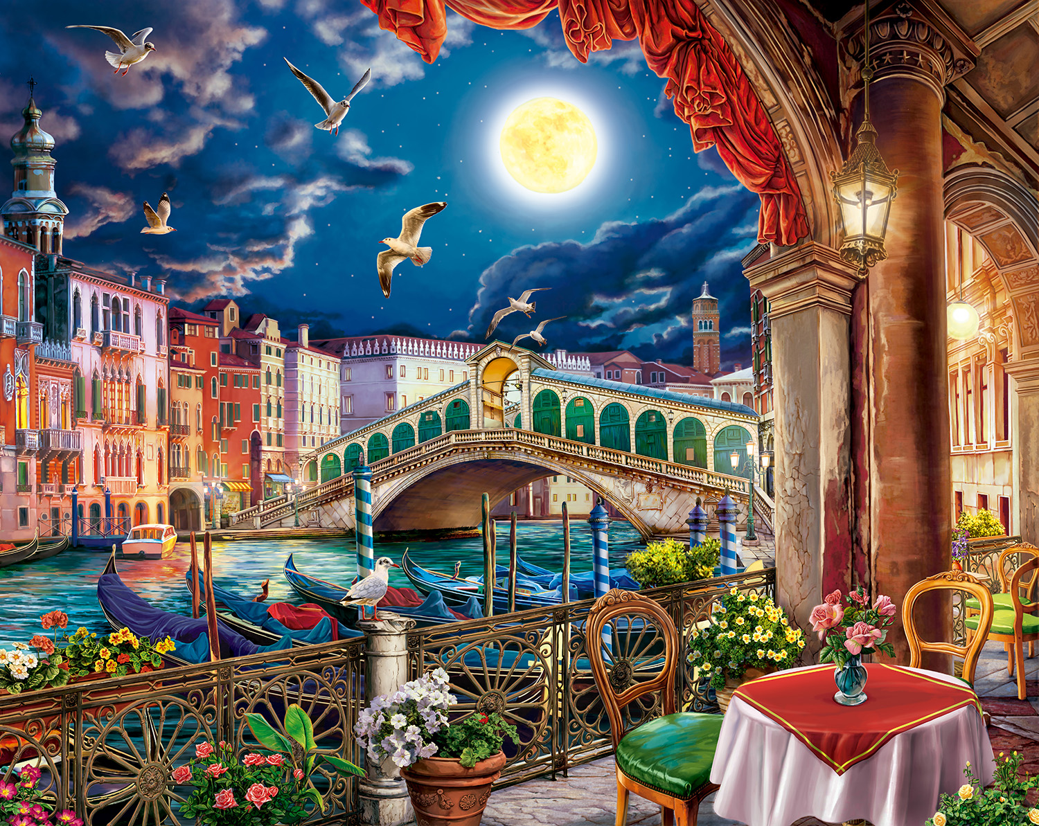 Evening Cafe in Venice 1000 Piece Jigsaw Puzzle