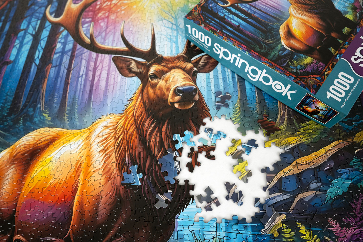 Stain Glass Elk 1000 Piece Jigsaw Puzzle