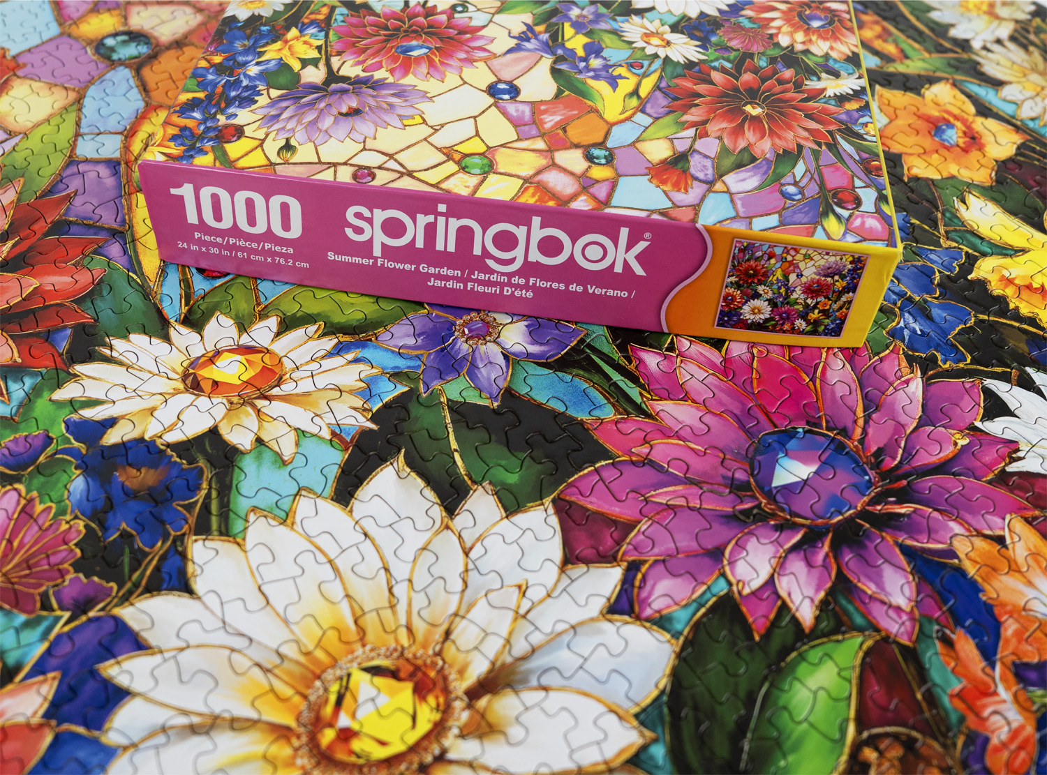 Stained Glass - Flowers in Bloom 1000 Piece Jigsaw Puzzle