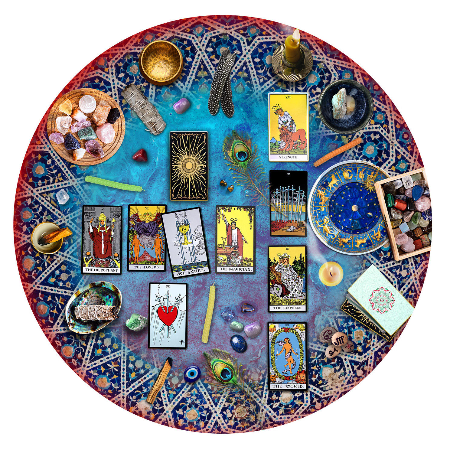 Tarot Crystal Magic 500 Piece Round Jigsaw Puzzle