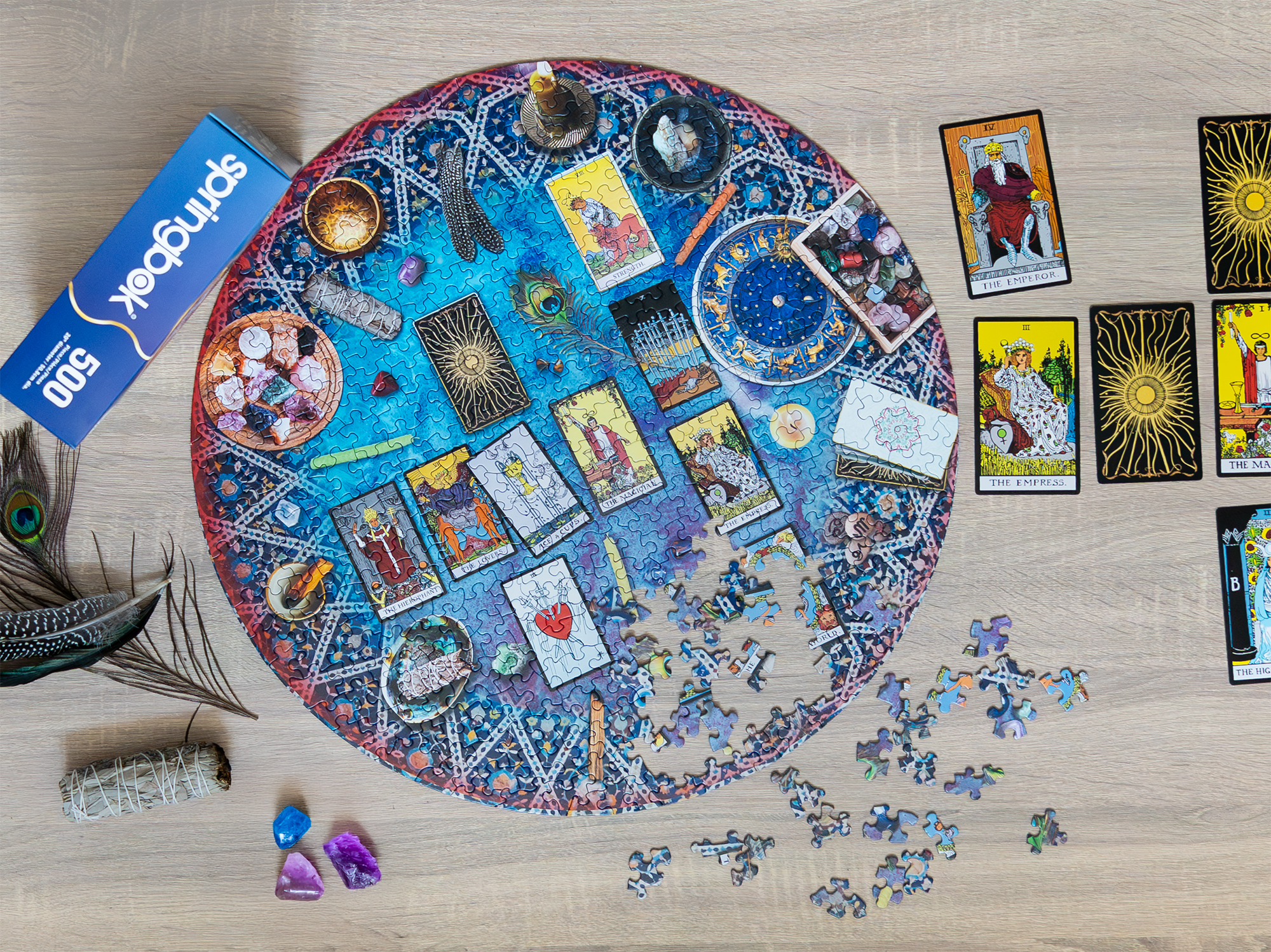 Tarot Crystal Magic 500 Piece Round Jigsaw Puzzle
