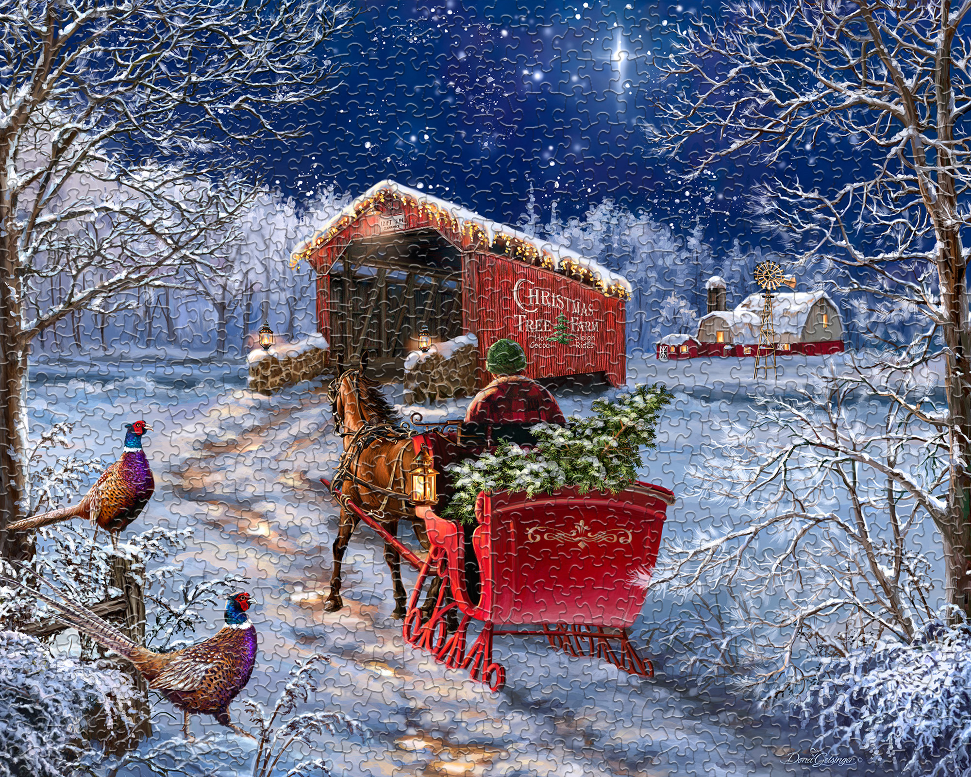Starry Winter Night 1000 Piece Jigsaw Puzzle