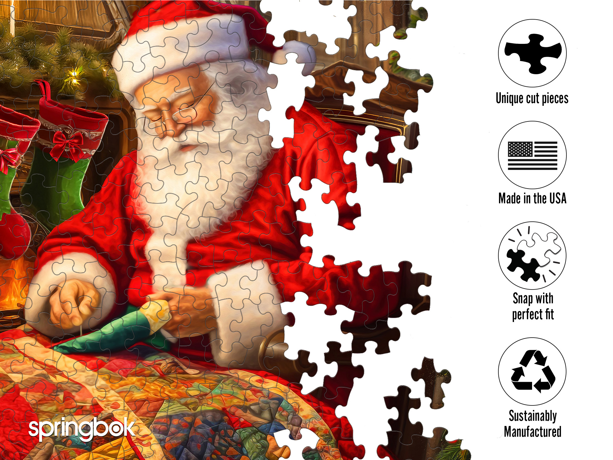 Quilting Santa 1000 Piece Jigsaw Puzzle