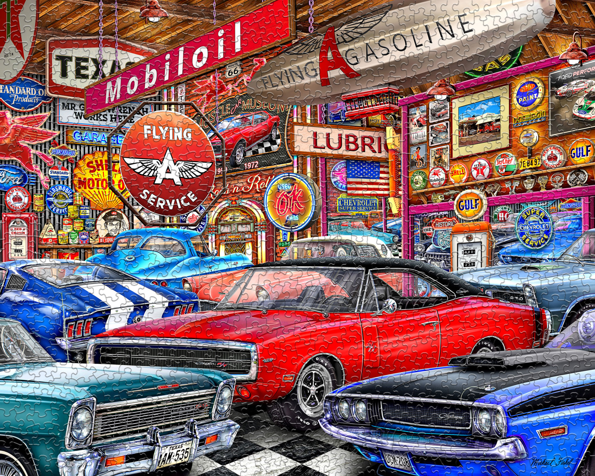 Muscle Car Museum 1000 Piece Jigsaw Puzzle