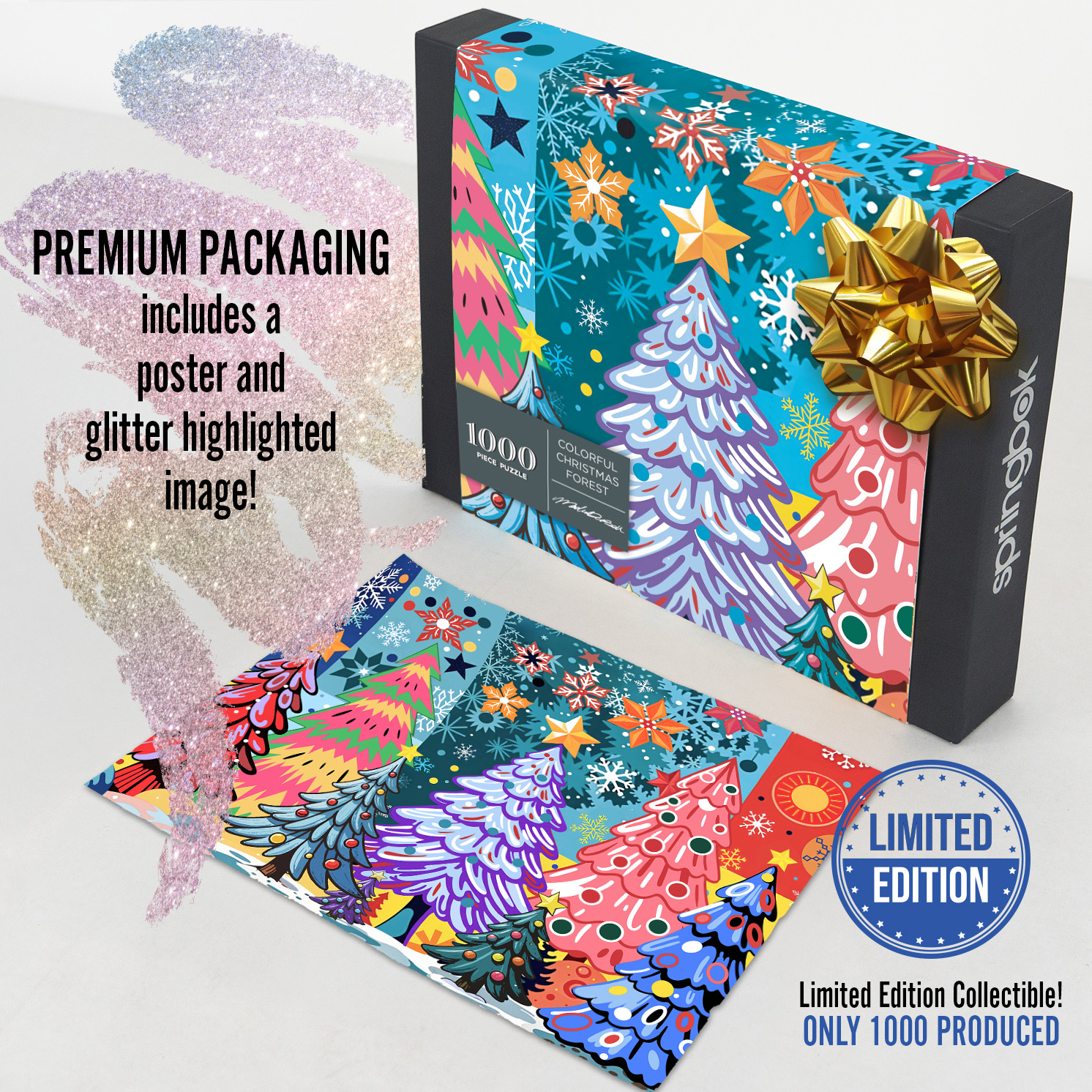 Limited Edition Premium Puzzle Colorful Christmas Forest 1000 Piece