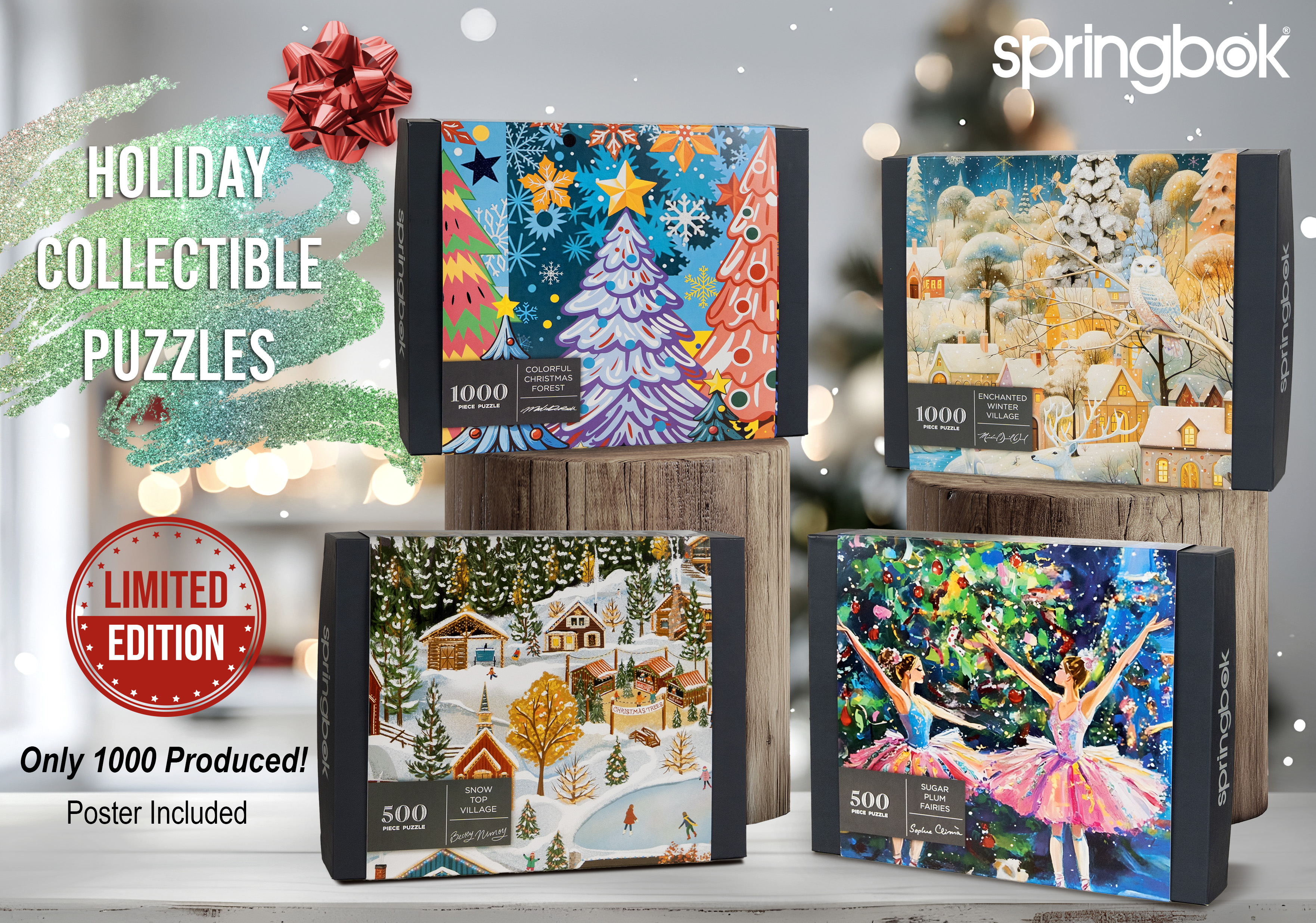 Limited Edition Premium Puzzle Colorful Christmas Forest 1000 Piece