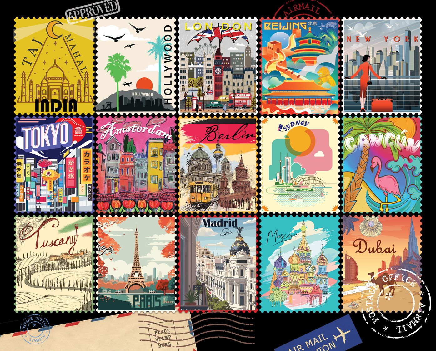 Stamps of the World 1000 Piece Jigsaw Puzzle